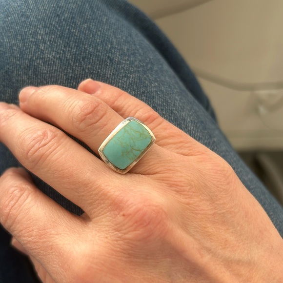 Jewelry - Sterling Silver And Faux Turquoise Ring Size 5 GUC
